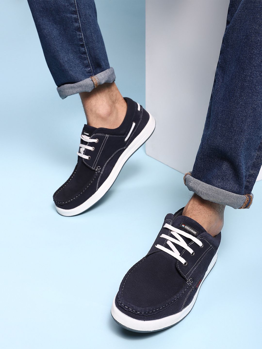Red Chief Men Navy Blue Boat Shoes