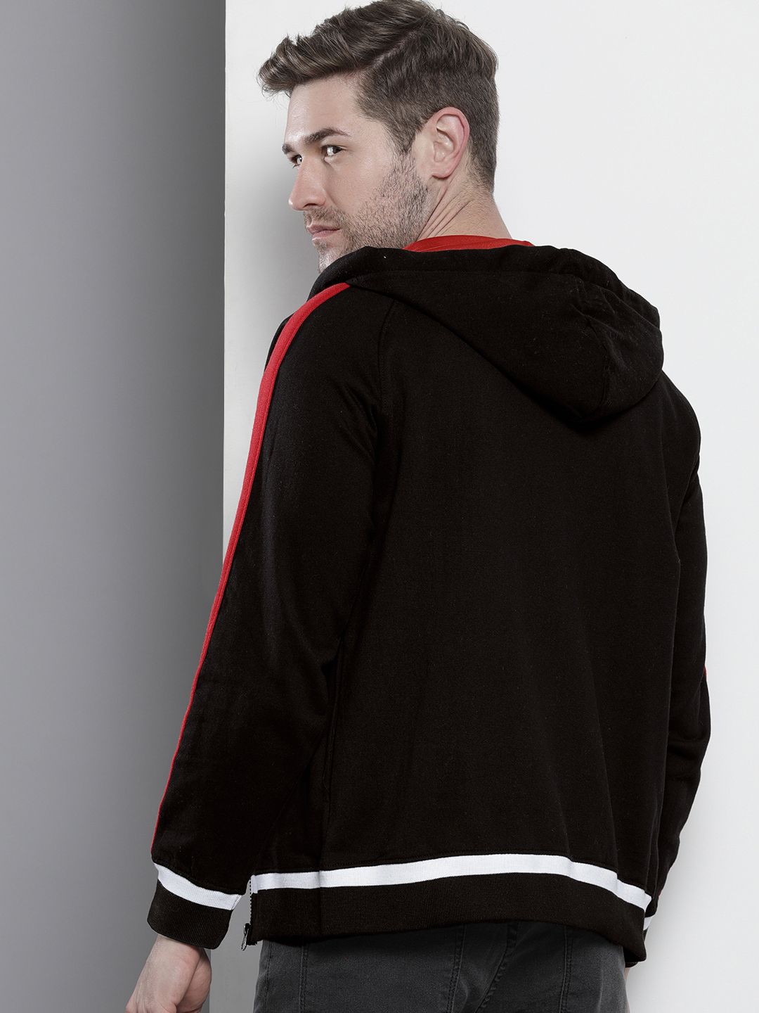 The Indian Garage Co Men Black Hooded Sweatshirt