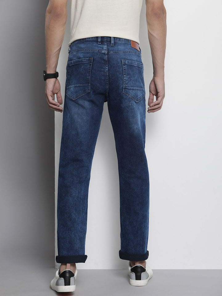 The Indian Garage Co Men Slim Straight Fit Light Fade Stretchable Jeans