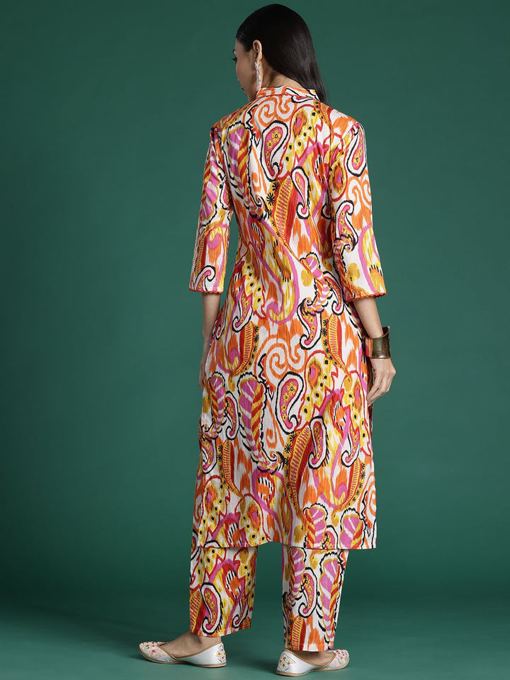 Indo Era Women Paisley Printed Panelled Pure Cotton Kurta with Trousers