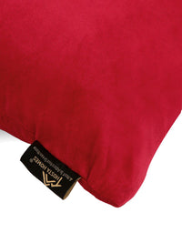 HOSTA HOMES Maroon & Gold-Toned Set of 5 Floral Velvet Square Cushion Covers