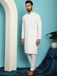 SOJANYA Embroidered Sequinned Pure Cotton Kurta with Pyjama Set