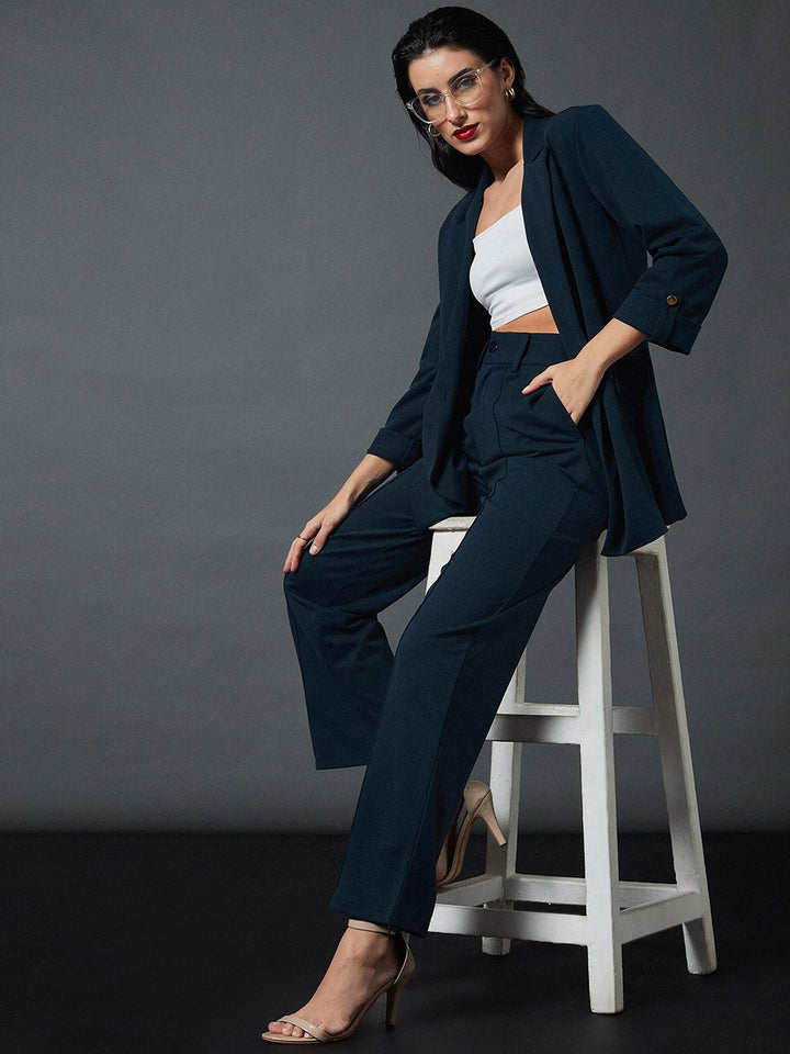 SASSAFRAS worklyf Straight Fit High Rise Plain Strechable Parallel Trousers