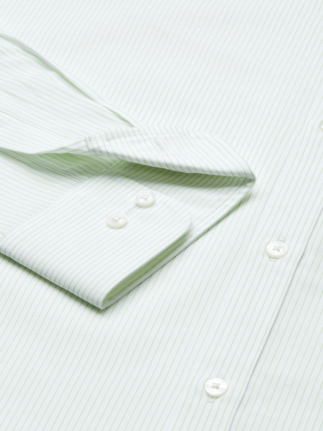 Park Avenue Men Medium Green Vertical Striped Slim Fit Formal Shirt