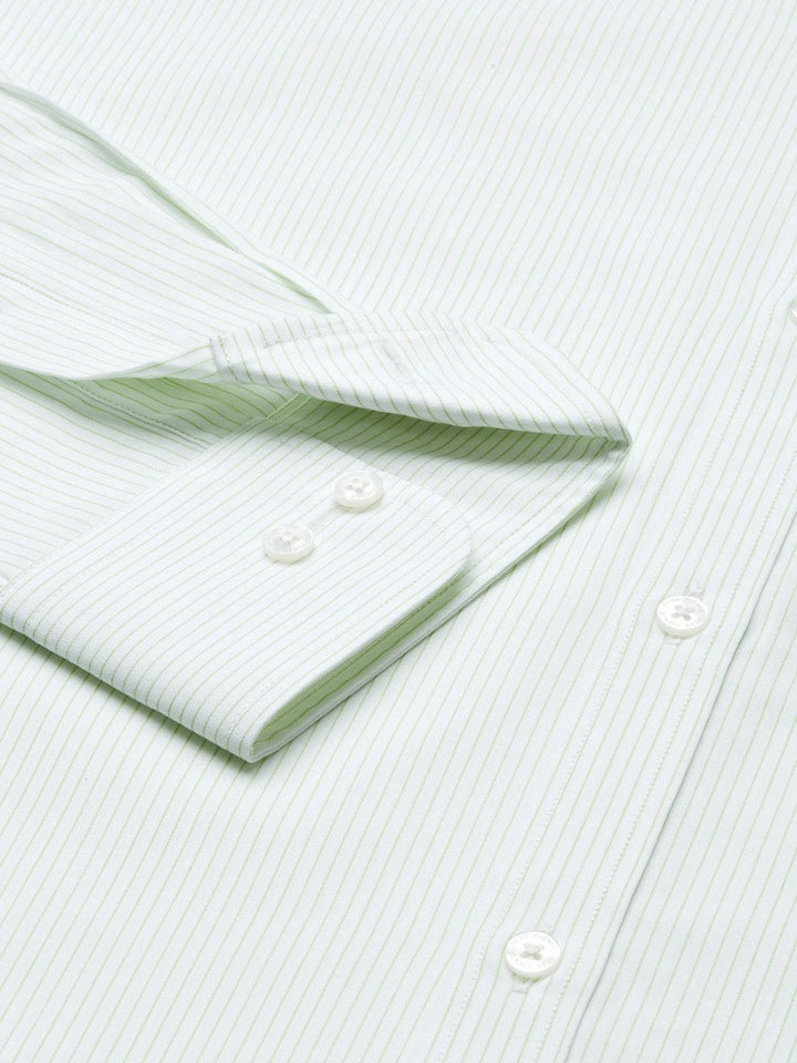 Park Avenue Men Medium Green Vertical Striped Slim Fit Formal Shirt