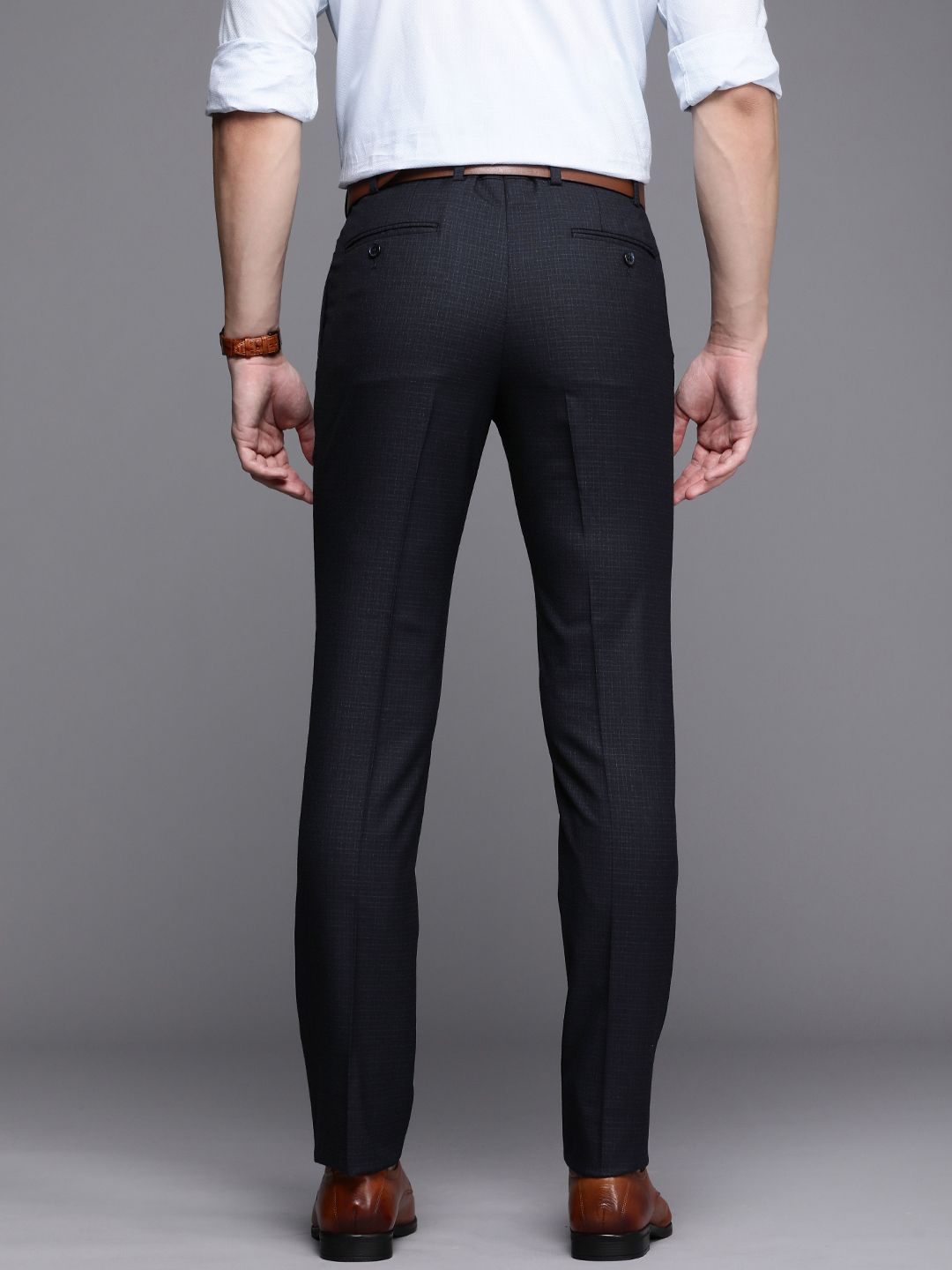 Raymond Men Checked Slim Fit Formal Trousers
