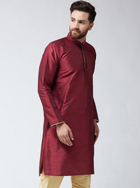 SOJANYA Men Maroon Solid Straight Kurta