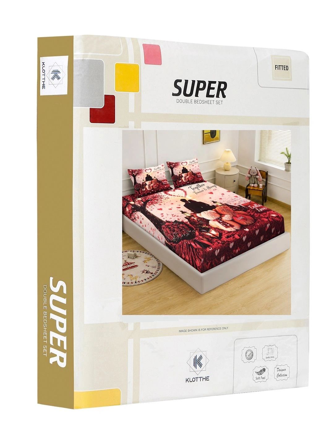 Moda Rapido X KLOTTHE Red & Pink Conversational 400 TC King Bedsheet with 2 Pillow Covers