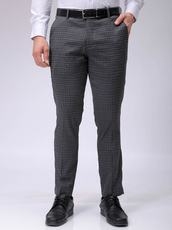 The Indian Garage Co. X Luxe Men Checked Slim Fit Formal Trousers