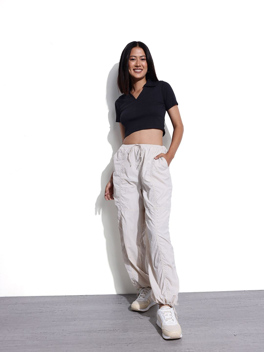 DressBerry Ribbed Revolution Polo Crop Top