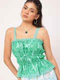 DressBerry Tropical Oasis Schiffli Lace Cinched Waist Top