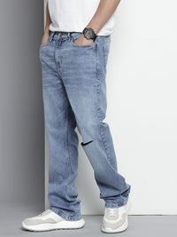 The Indian Garage Co Men Bootcut Slash Knee Ripped Light Fade Stretchable Jeans