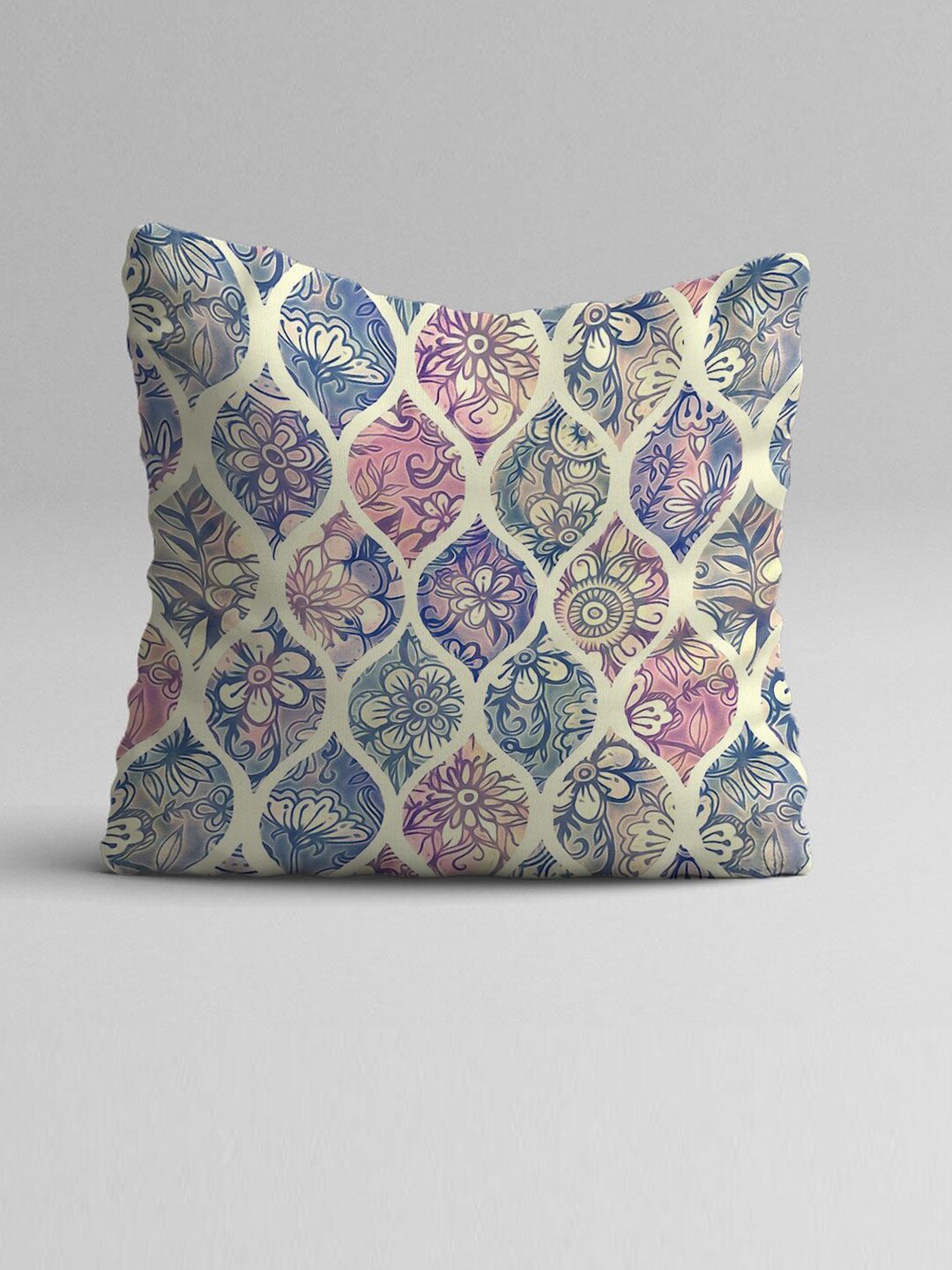 STITCHNEST Set of 5 Blue & Pink Ethnic Motifs Square Cushion Covers