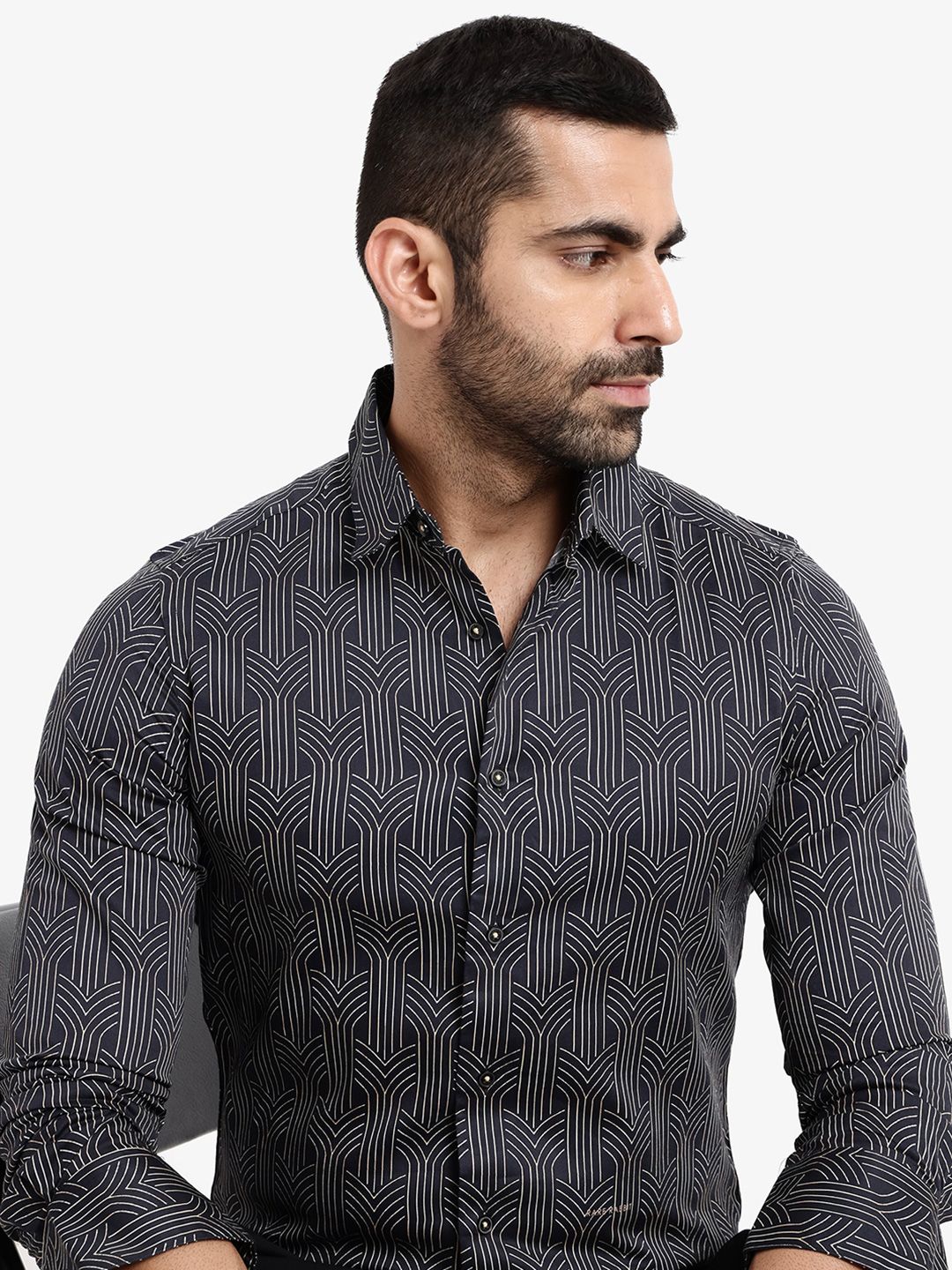 RARE RABBIT Slim Fit Printed Cotton Casual Shirt
