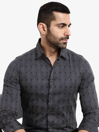 RARE RABBIT Slim Fit Printed Cotton Casual Shirt