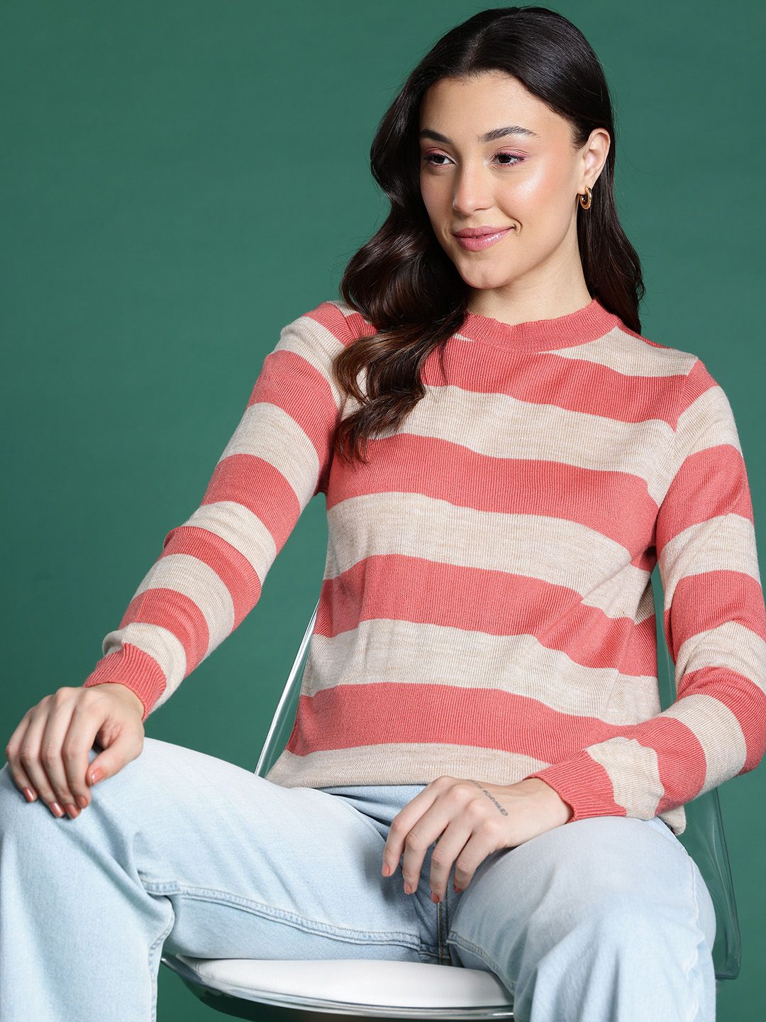 DressBerry Pure Acrylic Striped Pullover