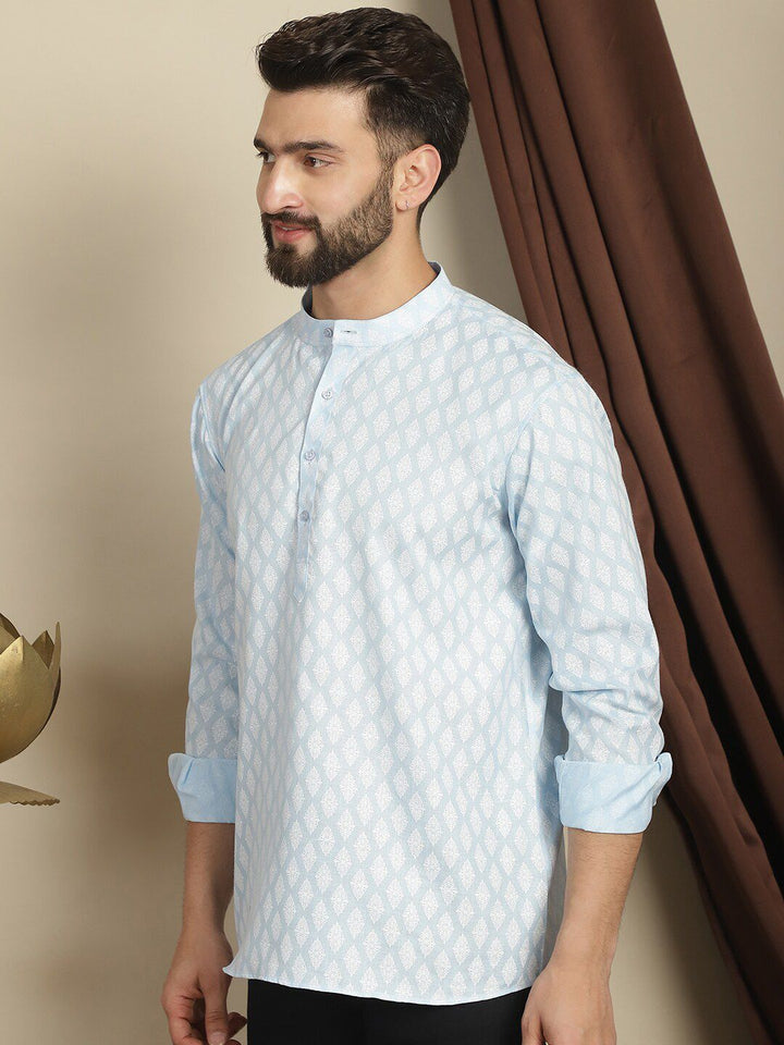 Anouk Geometric Mandarin Collar Long Sleeves Thread Work Kurta