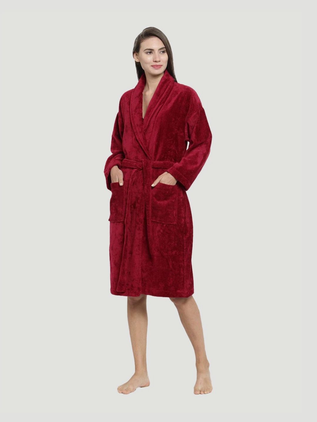 MYTRIDENT 350 GSM Cotton Bath Robe With 2 Front Pockets