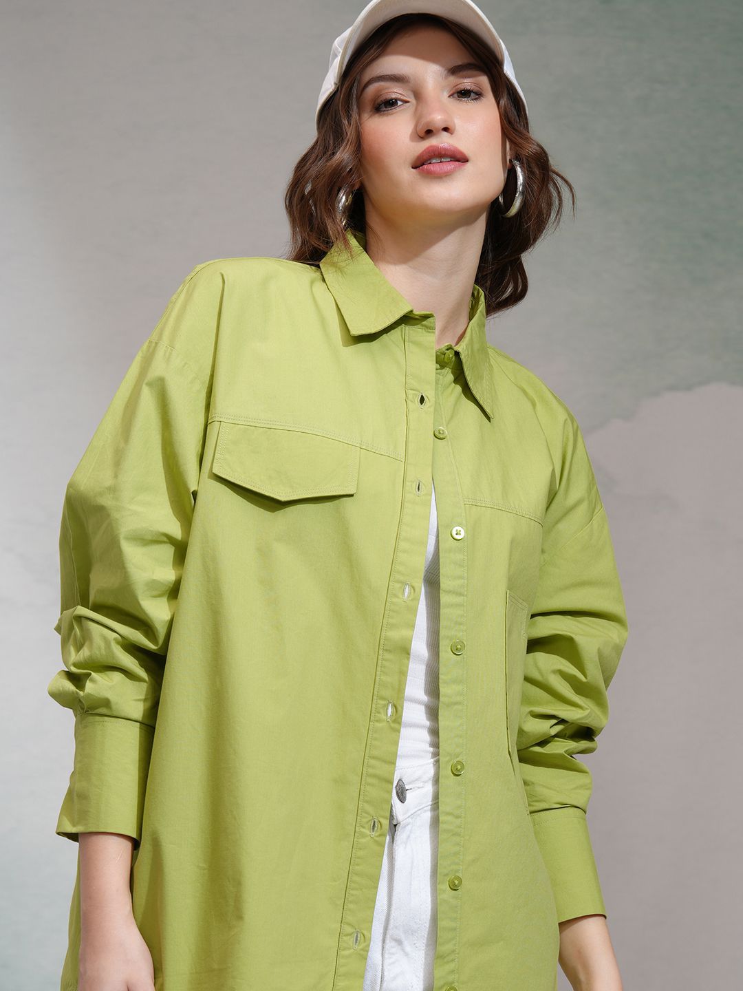 Tokyo Talkies Women Oversized Solid Formal Shirt