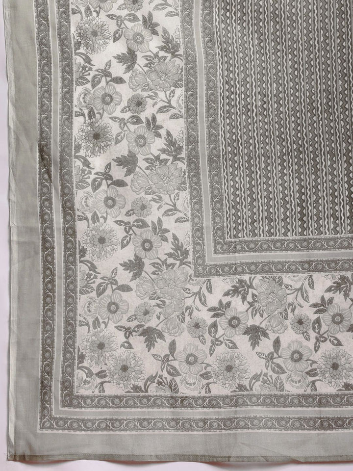 Indo Era Women Floral Printed Pure Cotton Kurta with Trousers & With Dupatta