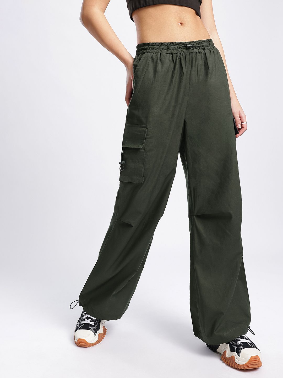 DressBerry Women Urban Ease Toggled Cargo Style Trousers