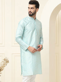 SOJANYA Lelaki Motif Etnik Kerajang Printed Silk Cotton Kurta
