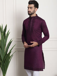 SOJANYA Woven Design Mandarin Collar Thread Work Kurta