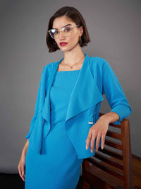 SASSAFRAS worklyf Square Neck Bodycon Midi Dress With Shrug
