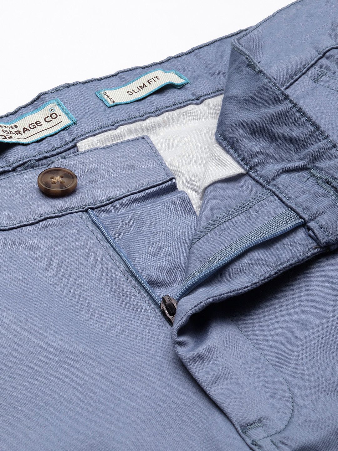 The Indian Garage Co Men Solid Slim Fit Chinos Trousers
