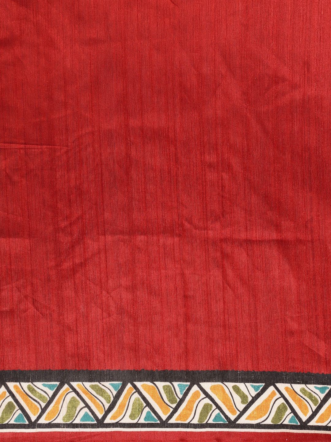 Saree mall Maroon & White Ethnic Motifs Print Art Silk Taant Saree