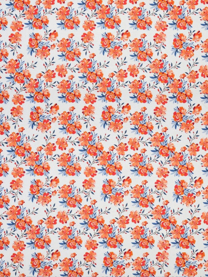 BOMBAY DYEING Florentine White Floral Pure Cotton 144TC Queen Bedsheet Set 2.28 m X 2.54m