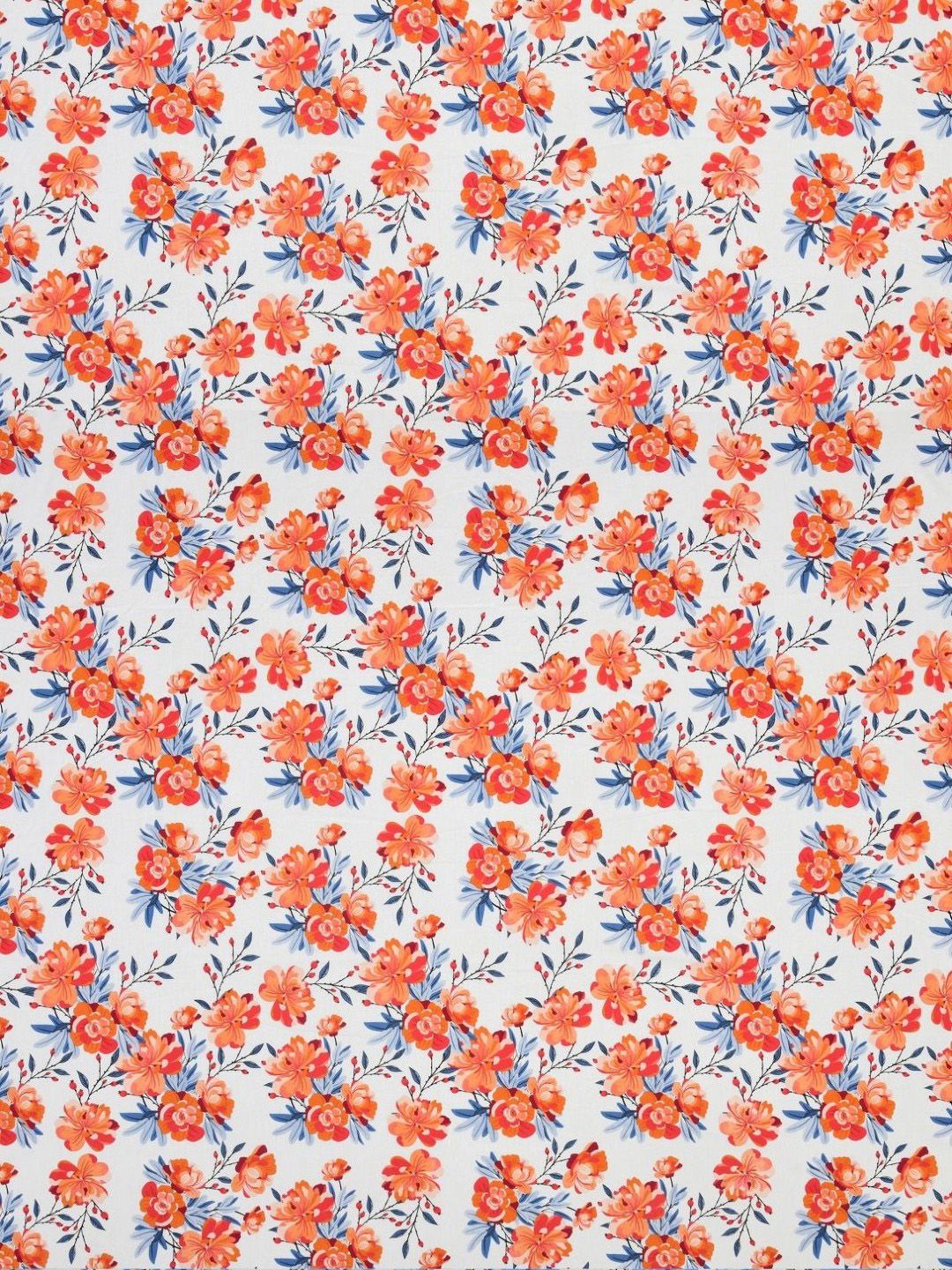 BOMBAY DYEING Florentine White Floral Pure Cotton 144TC Queen Bedsheet Set 2.28 m X 2.54m