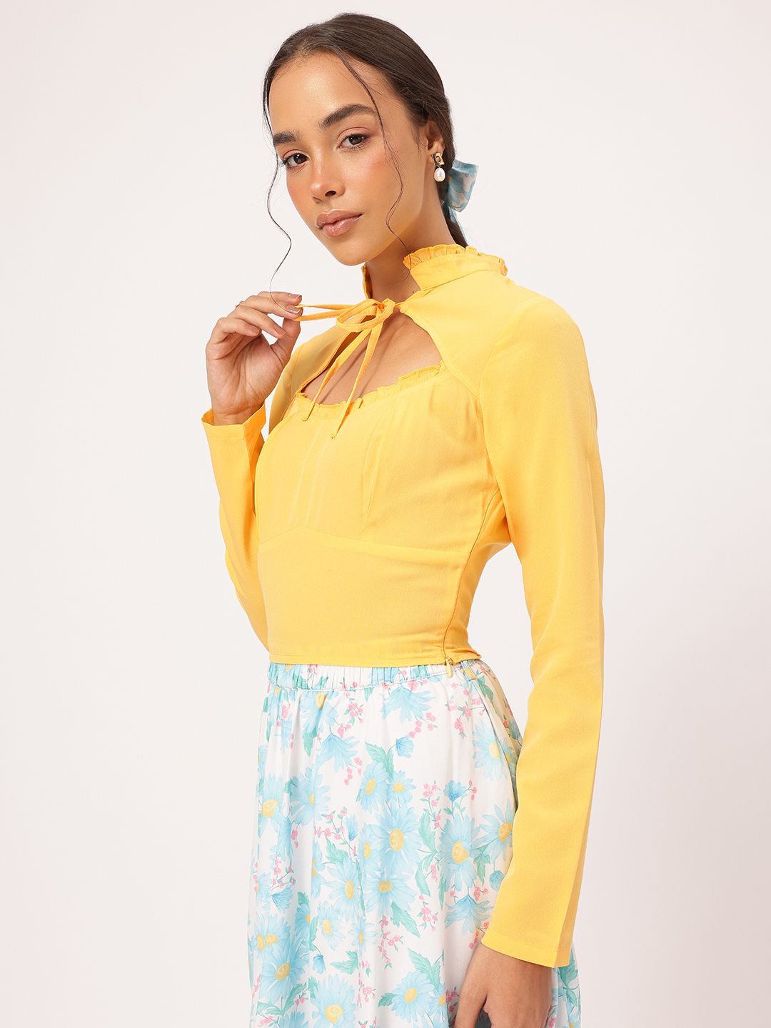 DressBerry Cutesy Tie-Up Soft Girl Empire Top