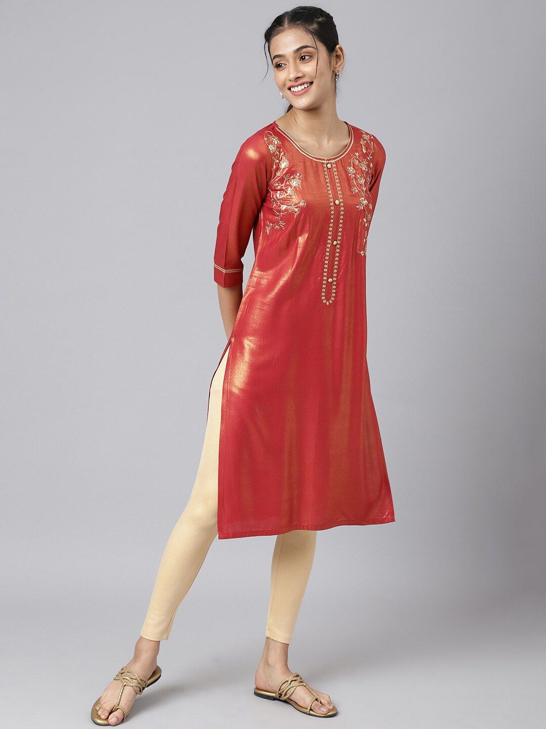 AURELIA Festive Geometric Print Kurta