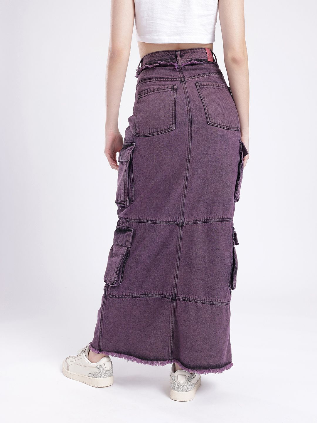 DressBerry Women Urban Savvy Cargo Style Front Slit Straight Maxi Skirt