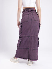 DressBerry Women Urban Savvy Cargo Style Front Slit Straight Maxi Skirt