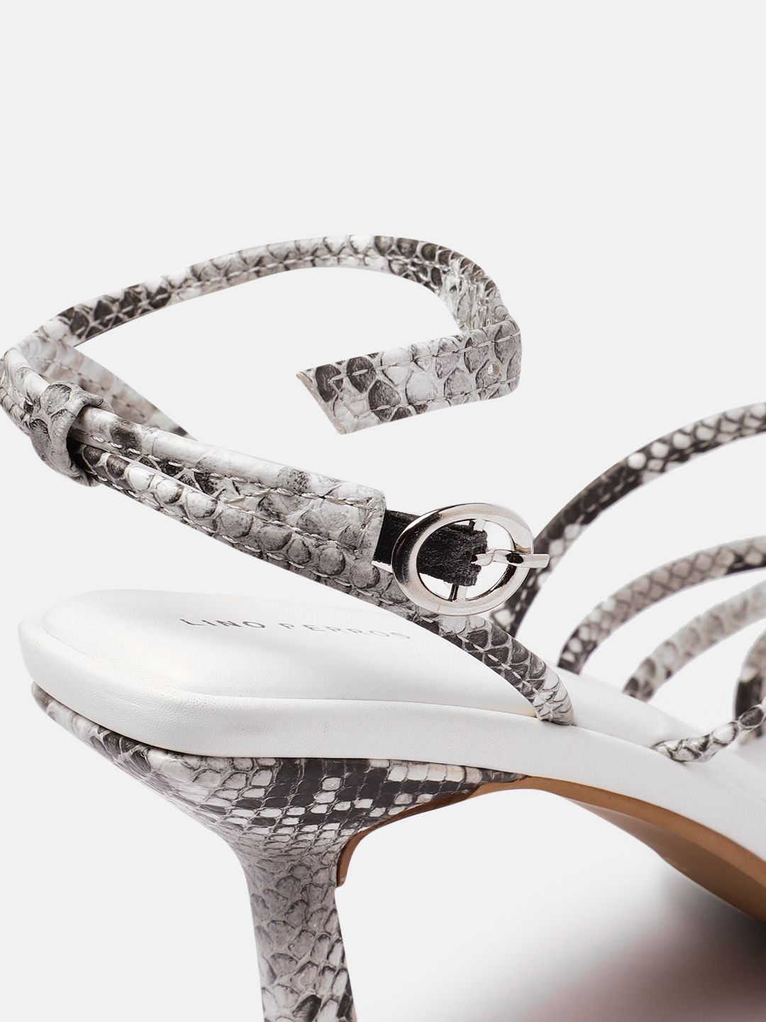 Lino Perros Snakeskin Print Strappy Slim Heels