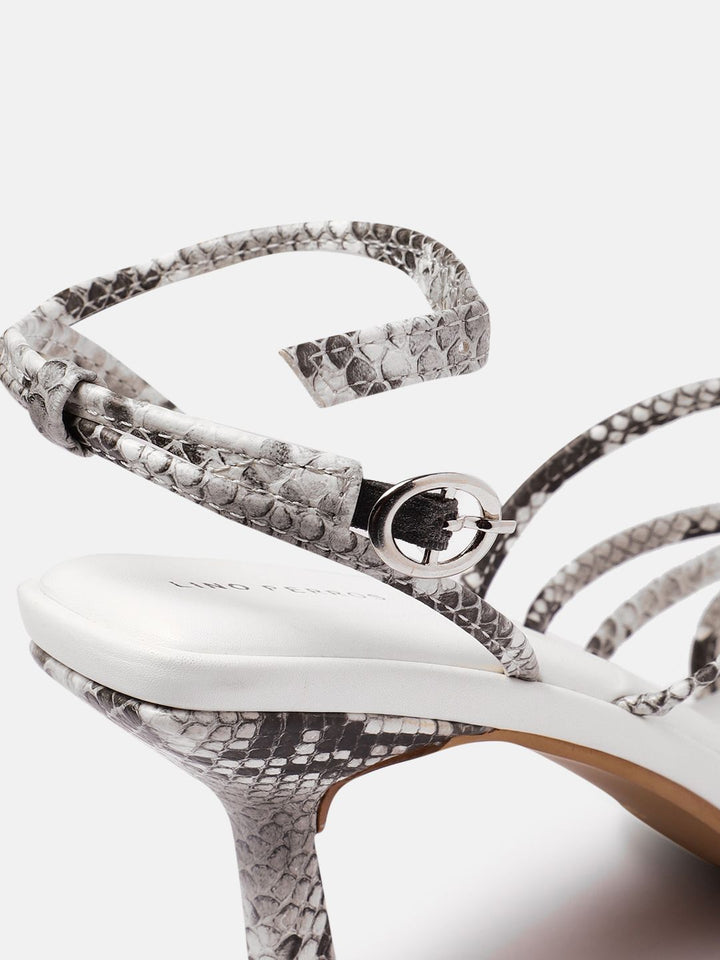 Lino Perros Snakeskin Print Strappy Slim Heels