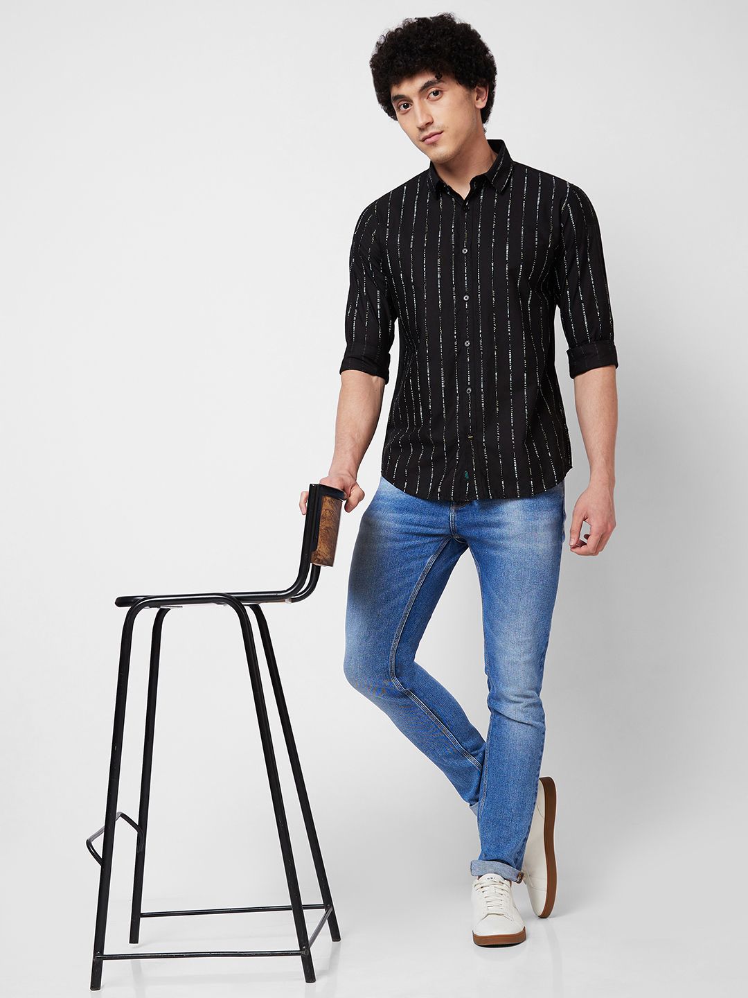 SPYKAR Vertical Striped Spread Collar Pure Cotton Casual Shirt