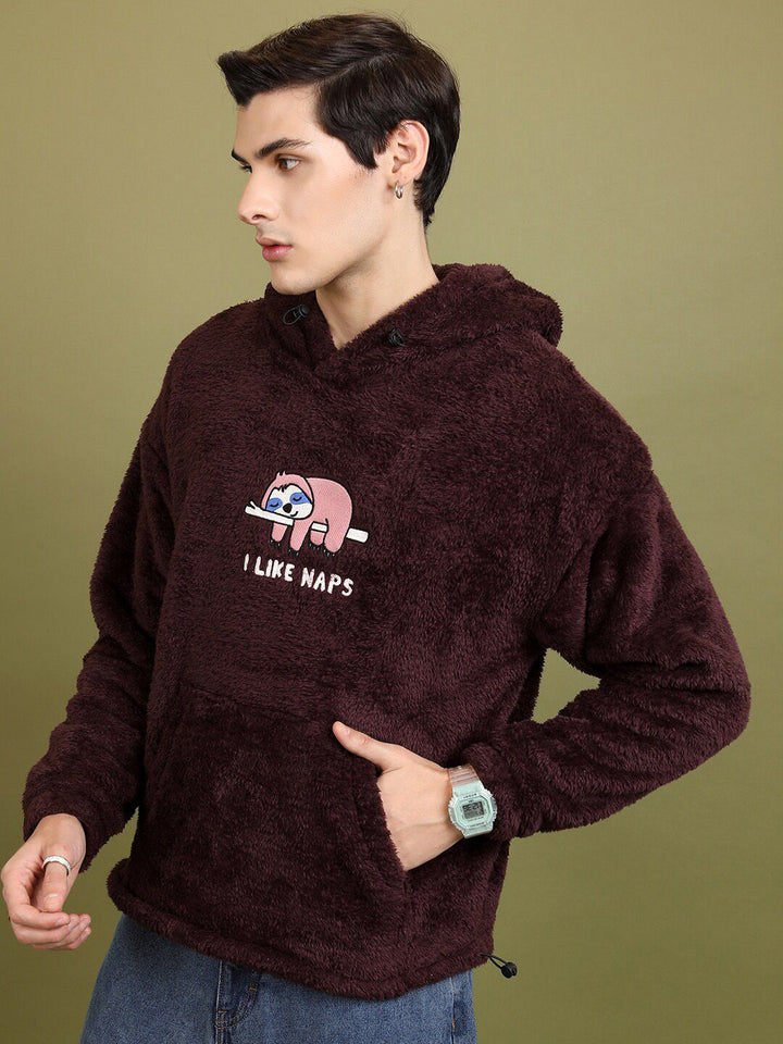 HIGHLANDER Graphic Printed Over Sized Drop Shoulder Hooded Neck Pullover Sweatshirt