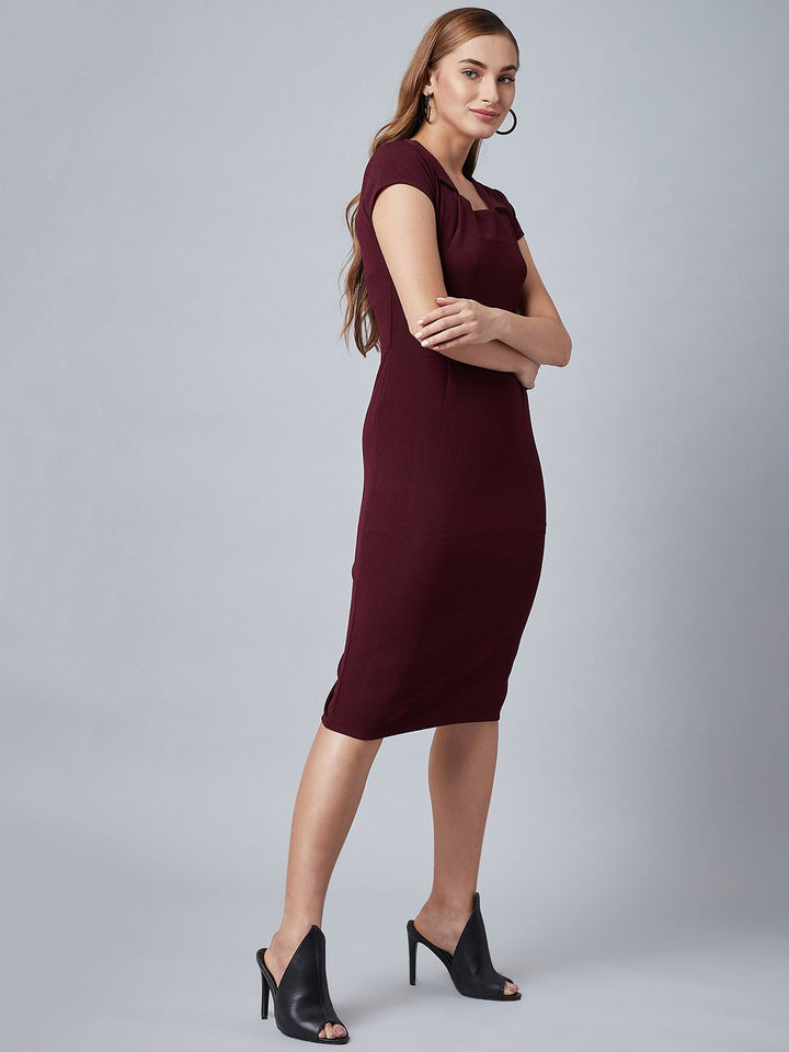 Athena Women Burgundy Solid Sheath Dress