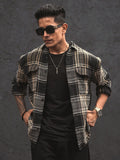 Powerlook Black India Slim Tartan Checked Oversized Casual Shirt