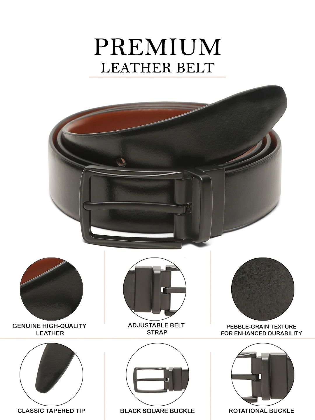 Teakwood Leathers Men Leather Reversible Formal Belt