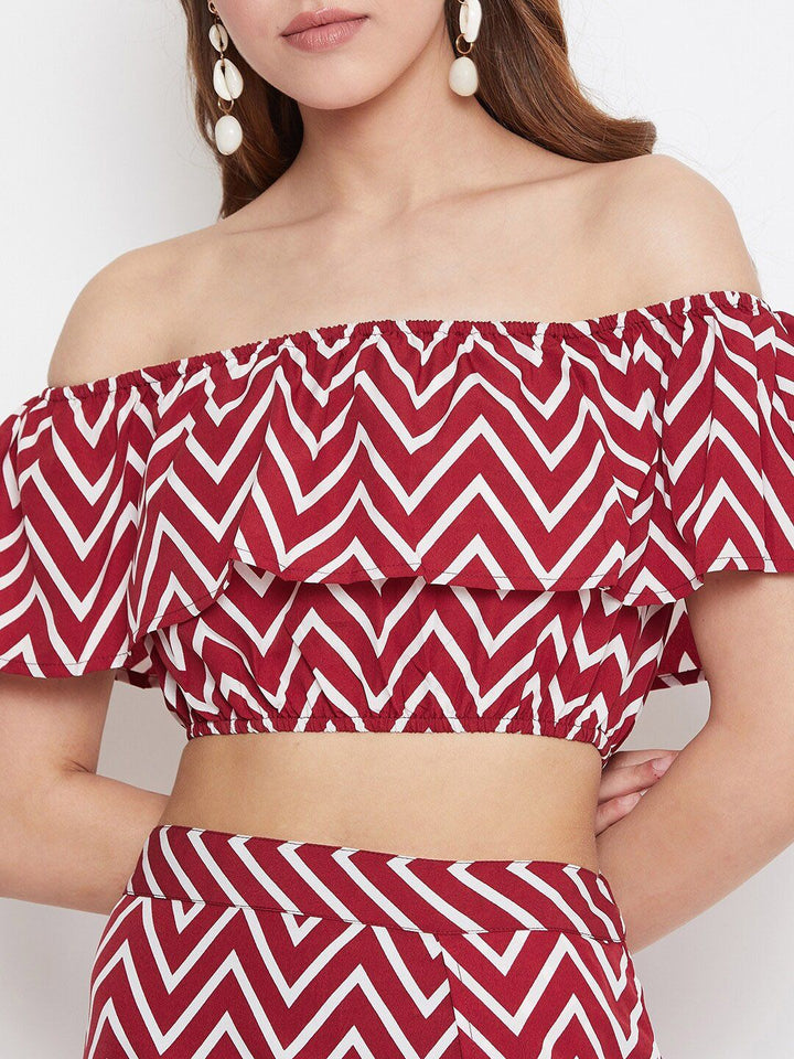 Berrylush Women Maroon Printed Co-ordinate Sets Dress