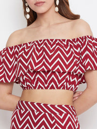 Berrylush Women Maroon Printed Co-ordinate Sets Dress