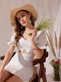 STREET 9 Sweetheart Neck Flutter Sleeve Sheath Dress