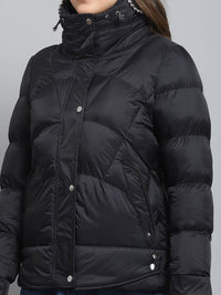 Monte Carlo Women Mock Collar Solid Casual Lightweight Puffer Jacket