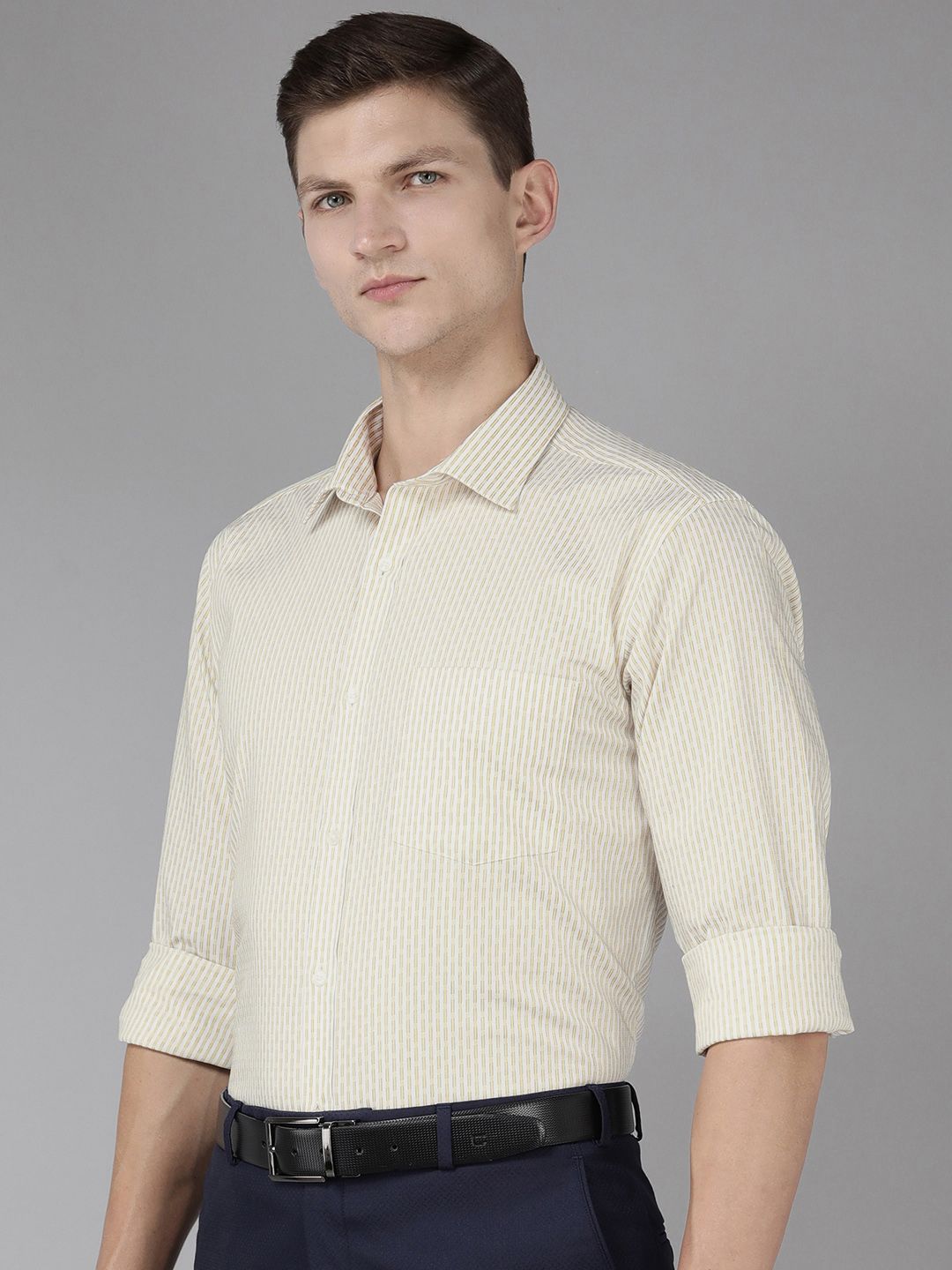 Park Avenue Men Pure Cotton Slim Fit Striped Formal Shirt