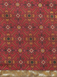 Shae by SASSAFRAS Maroon & Green Ethnic Motifs Patola Saree