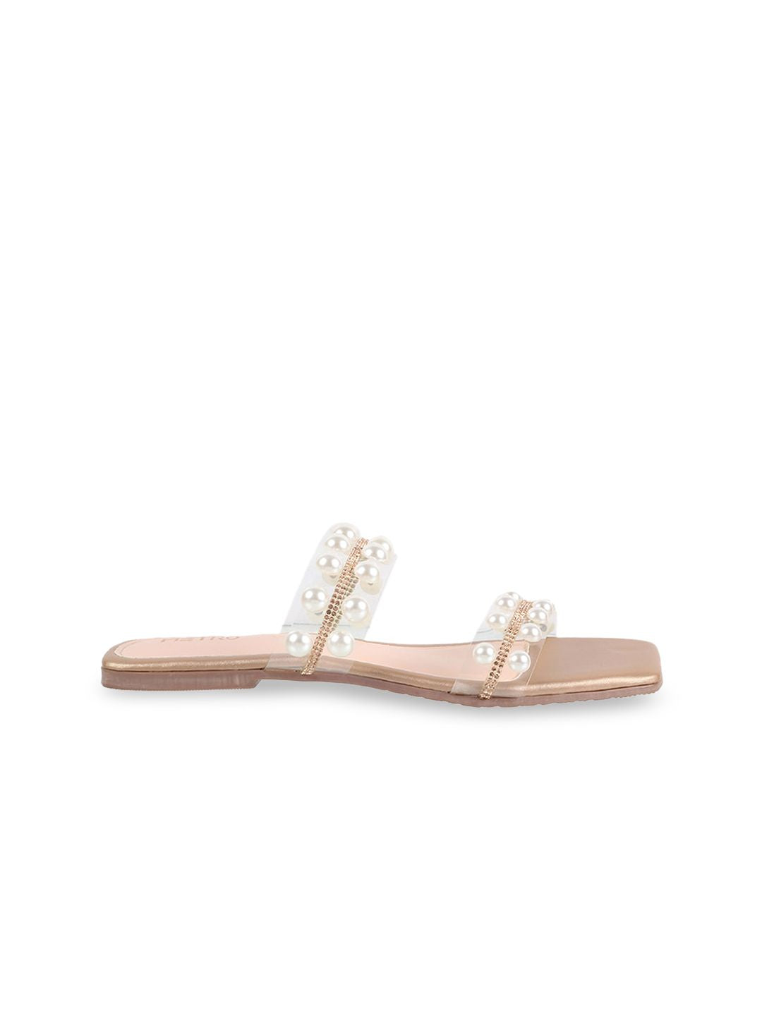Metro Women Embellished Open Toe Flats